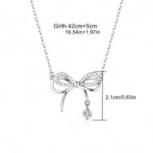 1pc Women's Simple & Fashionable Bow Pendant Necklace, Suitable For Daily Wear, Banquets, Parties, As Decorative Accessory, And An Ideal Gift For Holidays