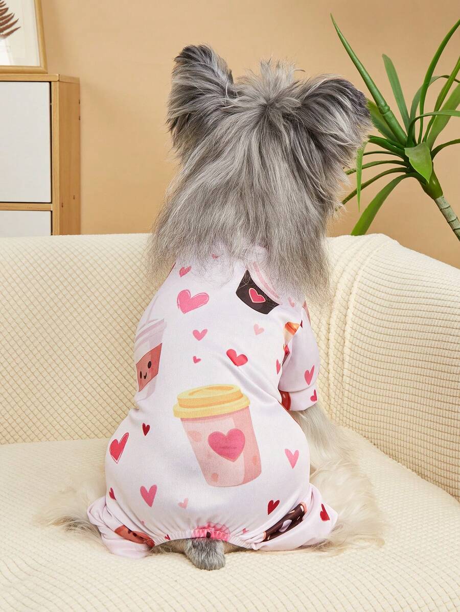 宠物服装四腿连体衣、狗/猫舒适四腿裤、休闲家居睡衣、印花保暖柔软宠物连体衣、季节性保暖宠物服装 - 彩色 - 查看 1