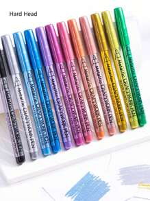 12pcs Metallic Pens - Gold, Silver And Copper, Suitable For Crafts, Signatures And Art Projects, Markers, Signature Pens, Paintbrushes, School Supplies, Back To School Stationery