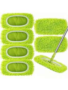 2/4/6/8 件可重复使用拖把替换垫、平板拖把布、可水洗耐用拖把替换垫、除尘拖把头、干湿两用、易于清洁 [主产品图片所示为选项 2]