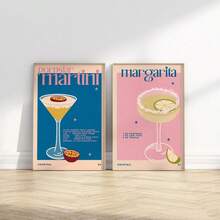 1 szt. Jesienny koktajl Margarita Martini Bar i plakaty Vintage Estetyczne obrazy ścienne Kuchnia Sklep Klub Wystrój Bez ramki - Wielokolorowe - Zobacz 6