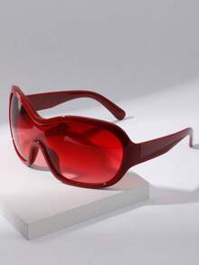 新款时尚大框一体式 Y2K Baddie 街头嘻哈时尚眼镜男女街拍节日派对聚会走秀户外休闲度假沙滩装饰眼镜日常聚会旅行流行高端装饰眼镜 - 彩色 - 查看 3