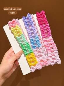 43 pièces Pinces à cheveux nœud papillon de couleur aléatoire, accessoires capillaires style doux coréen