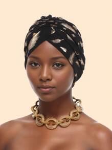 女式发带吸汗带 1 件羽毛和金箔头巾帽，适合日常佩戴、派对、旅行和户外（仅头巾）发饰时尚发带美容头带秋季配饰 - 彩色 - 查看 5