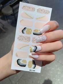 1 件新款豹纹全指甲贴，防水可移除指甲贴，适合女士使用，适合节日、派对、生日礼物