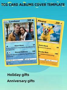 1pc Customizable Personalized Card Album Cover Template, Editable TCG Card Album, Personalized Trading Card Album, DIY Gift, Inspirational Template Suitable For Family And Children