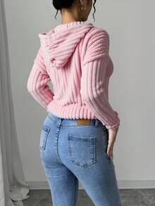 1  Liso    Casual    Poliéster    Cremallera  Bolsillo    Diario  Vacaciones  Noche de fiesta    INVIERNO - Rosa - Ver 3