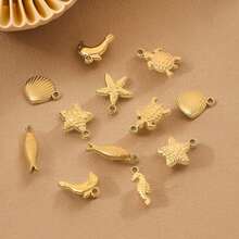 5pcs Stainless Steel Gold-Plated Marine Life Pendant DIY Jewelry Making Pendant For Women To Wear On Summer Beach Vacations - Pendants - View 5