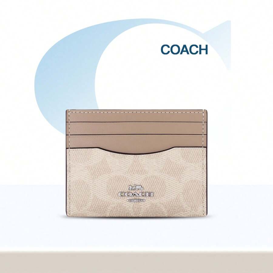 Slim Id Card Case Short Card Holder Wallet In Signature Canvas,CZ286 - Cát Taupe - Xem 1