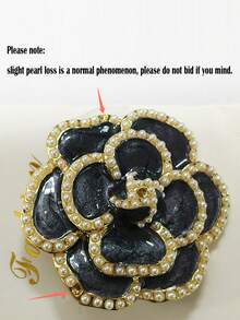 1 件仿珍珠花形金链和皮革表带，透明卡片挂绳 - 黑色 - 查看 11