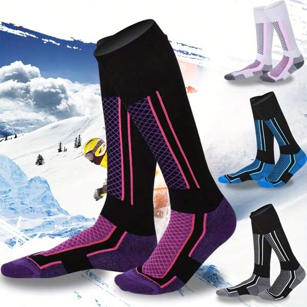 1/3/4/5 Pairs Warm Thick Ski Socks, Professional Men & Women Hiking Socks, Outdoor Thermal -Performance Sports Socks, Warm Terry Cushion Crew Socks