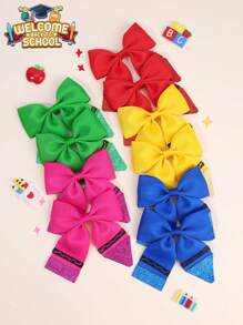 10pcs Back To School Hair Bows For Girls Sparkly Colorful Bow Alligator Clips Cute Sweet Pencil Hair Clips First Day Of School Barrettes New Semester Student Gift Hairpins Kids Hair Accessories