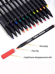 12/24色1盒布画笔防水不褪色涂鸦笔织物笔手工绘画笔DIY彩绘T恤鞋刷马克笔彩色笔，学校用品，返校