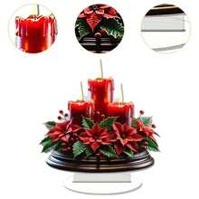 Decoración de vela roja plana de acrílico 2D para el Día de Acción de Gracias - Símbolo de bendición elegante, adecuado para el hogar y la oficina, perfecto para el dormitorio, la cafetería, la sala de estar, el jardín y el balcón