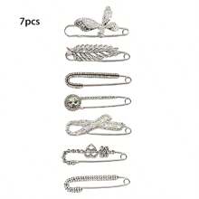 5/7/8/15 件套优雅休闲锌合金仿珍珠胸针开衫围巾装饰配饰套装，精致别致的毛衣胸针套装，适合全年办公室配饰衬衫夹克珠宝圣诞节万圣节衣服别针有趣可爱的教师礼物服装配饰包饰