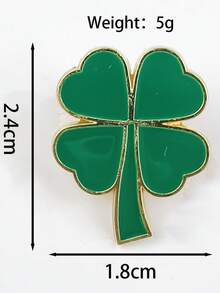 1 Stück Metallbrosche in Kleeblattsform, Öltropfen Dekor Kleidung & Tasche Pin Accessoire, süßer Charm für Mädchen, Großhandel - Dunkelgrün - Übersicht 5