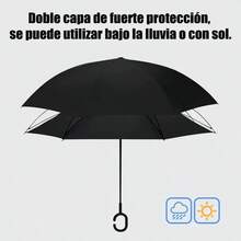 Paraguas grande de 24 varillas con diseño de arcoíris, mango largo, recto, anti-UV, para sol y lluvia. - Multicolor - Ver 5