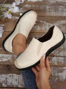 优雅的黑白女士平底鞋 - 白色 - 查看 3