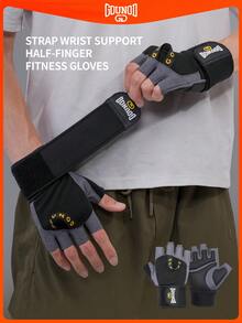 GOUNOD Half Finger Exercise Gloves With Widen & Lengthen Wrist Wrap Sweat-Wicking Training Gloves With Pull Ring Quickly Take Off Design Gym Sport Fitness Gloves. - Multicolor - View 2