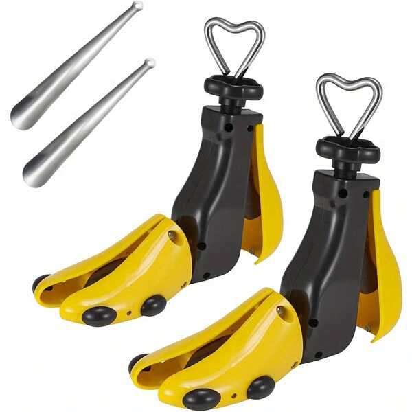 Universal Shoe Stretcher With A Metal Shoe Horn Adjustable Length/Width Expander Boot Widener Stretch Left Right Use For Tight Shoes Fits Flats Sneakers Men Women