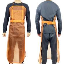 Atmungsaktive Mesh-Rasenmäher-Schürze mit Taschen - 124 cm Länge volle Abdeckung Arbeitskleidung für Gärtnerei, Trimmen & Landschaftsgestaltung, Grün/Orange/Blau