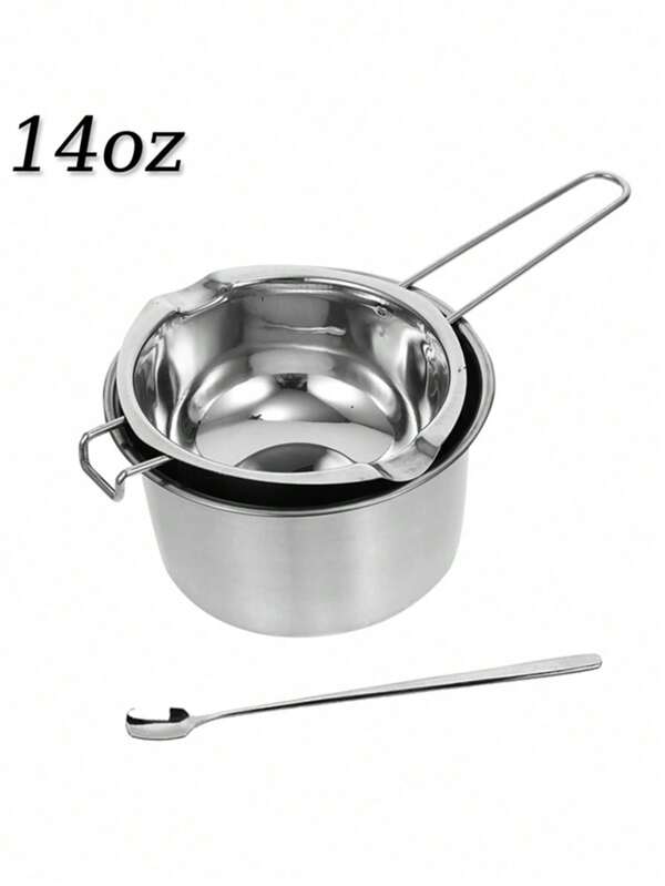 3pcs 14oz Stainless Steel Melting Pot With Handle For Chocolate Butter Candy Butter Cheese, Candle Making