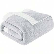 Downluxe Checkered Blanket Twin Size, 60x80 Inch Warm Lightweight Comfy Knitted Blanket, Ultra Cozy Twin For Bed/Sofa/Camping/Picnic (Sage Green) - 灰色 - 查看 1