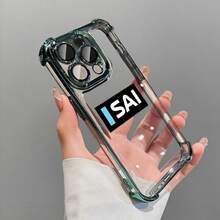Funda de teléfono electrochapada con bolsas de aire en las cuatro esquinas y diseño con la letra "SAI", hecha de TPU - Verde - Ver 1