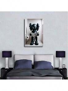 1 pieza Póster de arte de moda Kawaii enmarcado, 1 pieza Póster de arte de moda Kawaii sin marco (lienzo envuelto) para decoración de sala de estar, cocina y habitación - Negro - Ver 2