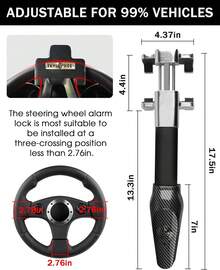 Tevlaphee Steering Wheel Lock With Alarm,Heavy Duty Anti-Theft Car Device Car Lock Car Theft Prevention Universal Fit For Vehicle Truck Van SUV Car Security With 2 Keys - 1 - 查看 2