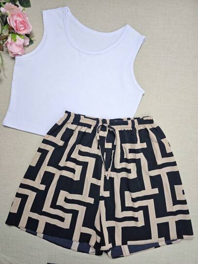 Plus size G1 conjuntos Cropped Simples básico+Short Curto estampados