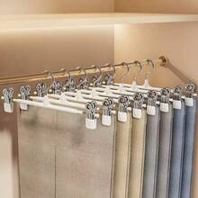 10 件防损裤架，不锈钢防滑衣架，可调节夹子，适用于裤子、裙子、内衣 - 彩色 - 查看 3
