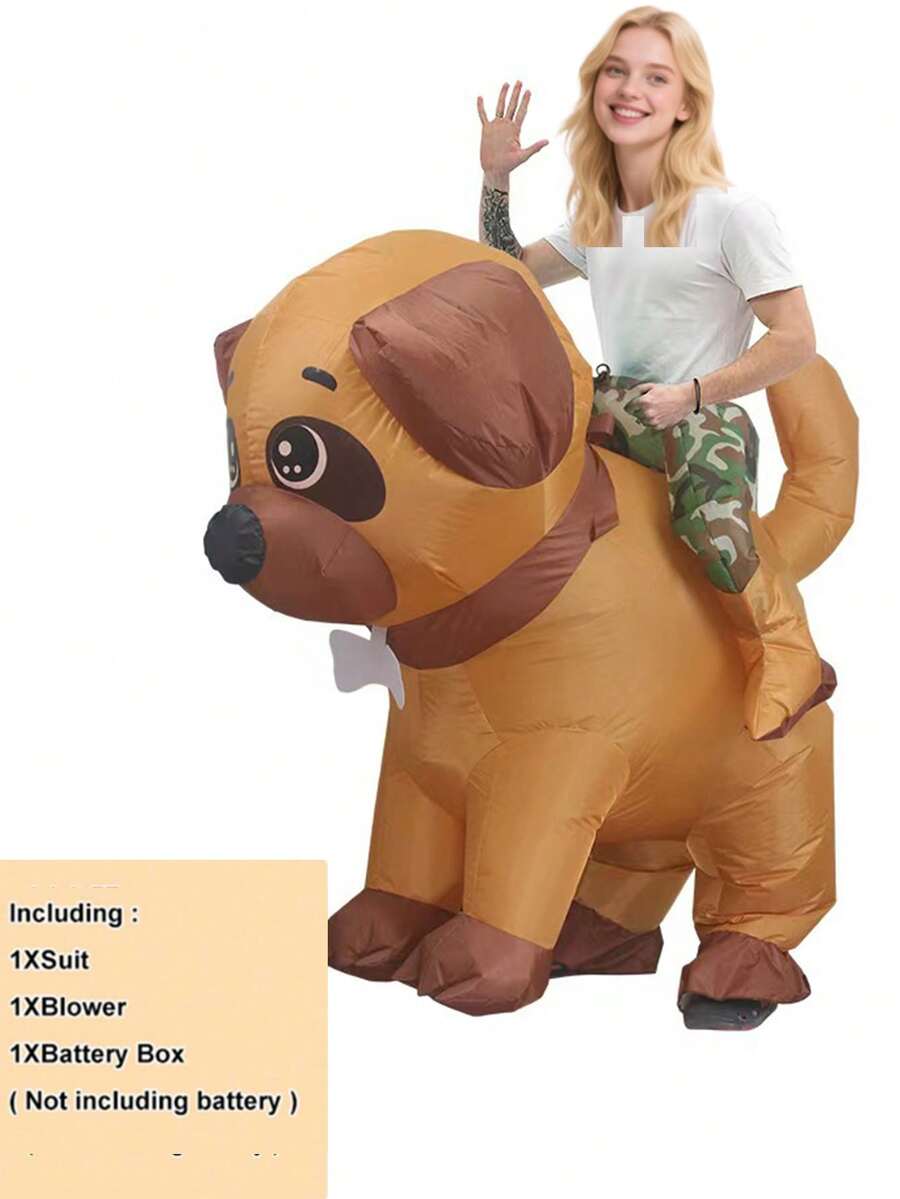 1pc New Inflatable Dog Costume, Suitable For Halloween, Easter, And Theme Events, Fun Photo Prop And Stage Performance Accessory, Funny Party Outfit, Inflatable Costume For Men And Women, Applicable For Spring, Summer, Autumn And Winter - Brown - View 1