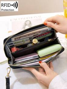 MIYIN Women's Minimalist Touch Screen Mobile Phone Bag With Wrist Strap & Adjustable Long Shoulder Strap, Multi Functional Double Zipper Shoulder Transparent Mini Small Bag Purse Mobile Phone Bag,Portable Hand Bag RFID Blocking Mobile Wallet Purse - Multicolor - View 2