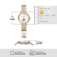 Fossil Jacqueline Series: Sun And Moon Theme Quartz Watch Stainless Steel Case/Artificial Gemstone Crystal Surface