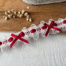 1 Stück französischer Stil Satin Schleife mit doppelter Lage und bestickter Spitzenborte, charmante Schleife, Material für Hochzeitskleider zum selbermachen, Stoff-Spitzenband für Kleidung, Haarzubehör, Heimdekoration, in verschiedenen Farben erhältlich