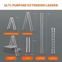 19FT Telescoping A-Frame Ladder - Multi-Function Extension Tool For Home & DIY Projects, Portable And Lightweight Design, Safe & Durable Construction