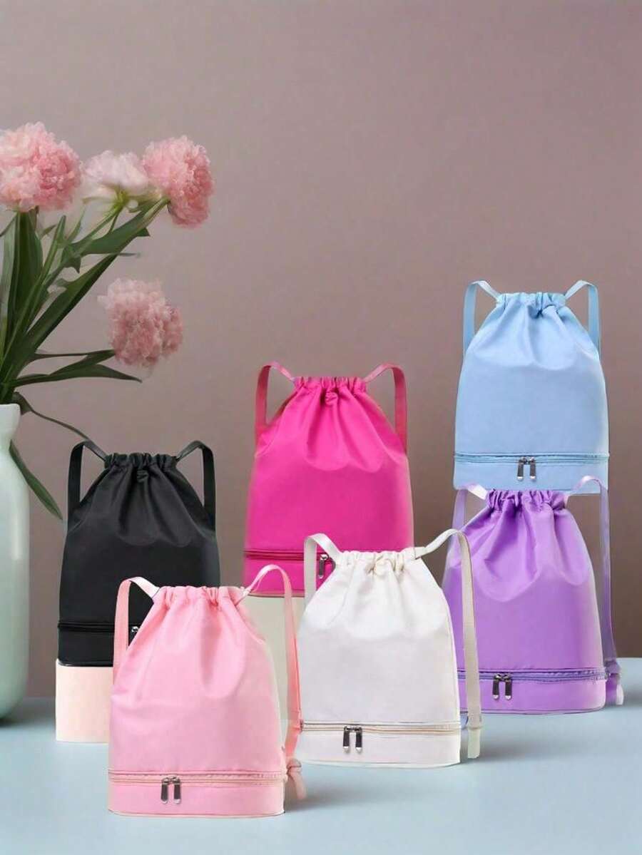 1pc Fashion Simple Dance Bag Independent Shoe Compartment Shoulder Dance Practice Ballet Bag New Dance Bag Sports Yoga Bag Independent Shoe Compartment Lightweight Backpack Gift Bag Fashionable High-End Solid Color Matching Suitable For Daily Use Of Teenagers Dance Class Sweet And Cute Backpack - Dance Backpack - View 1