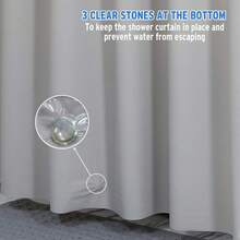 Stall Shower Curtain 54x78, Plastic, Thick PEVA, Heavy Duty With 2 Weighted Stones And 9 Grommets - Grey - View 3