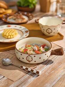 1 套新款 Hera Rabbit 陶瓷餐具套装，优雅情侣碗盘，实用燕麦碗、沙拉碗、蔬菜盘、餐盘，适合家庭厨房、派对使用，非常适合情人节 - 彩色 - 查看 7