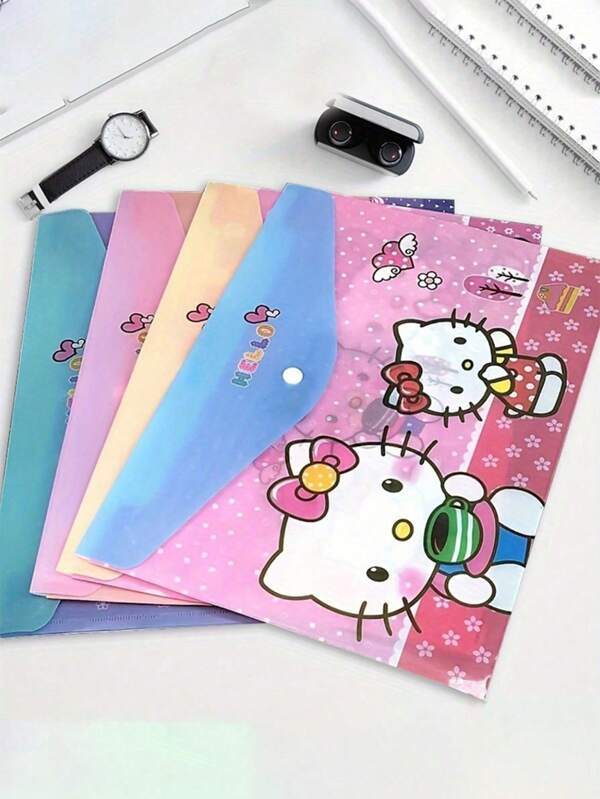 Sanrio 1/4/pezzi Cartellette A4 con design Hello Kitty, elegante per studenti e insegnanti, perfette per organizzare documenti e compiti, forniture scolastiche creative con design cartoni animati colorato, un regalo delizioso per ragazze, per il ritorno a scuola