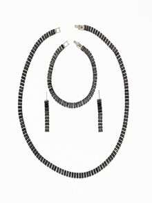 3 件套方晶锆石长方形项链、手链和耳环套装，适合女性婚礼和派对