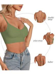 Women's Backless, Strapless Bra, Seamless Bra For Summer, Bridal Bra, Bride Lingerie, 3 Strap Options, Breathable, Adjustable Straps, Lightweight, Comfortable, Suitable For Weddings, Formal Dresses, Spaghetti Strap Dresses, A/B Cup - Green - View 3