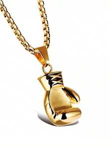 1pc Retro Fitness Boxing Gloves On, Titanium Swagger Punk Fashion Pendant Necklace Movement - one-size - View 9