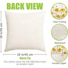 Summer Outdoor Pillow Covers 18x18 Set Of 2 Waterproof Daisy Throw Pillow Covers Spring Decorative Farmhouse Cousion Case For Patio Furniture Garden Home Sofa Couch Yellow - 黃色 - 查看 3