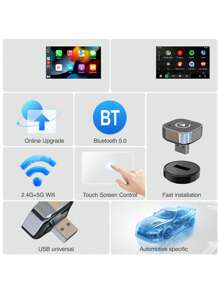 1 Stück 2in1 kabellose CarPlay Dongle kabellose Android Auto Adapter AI Smartphone Box Intelligente Autosysteme für Autos mit kabelgebundener CarPlay