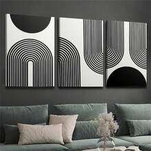 Bộ 3 bức tranh vải canvas không khung và áp phích, nghệ thuật hình học trừu tượng hiện đại theo phong cách Bohemian, trang trí nhà cửa, tranh tường, trang trí phòng, bản in có độ phân giải cao, quà tặng ngày lễ, phòng khách, phòng ngủ, phòng ăn, nghệ thuật trang trí tường văn phòng, áp phích, nghệ thuật treo tường, đồ trang trí phòng, mùa thu, hiện đại (khung tùy chọn) - màu đen - Xem 2