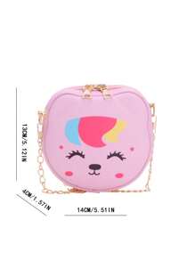 1 pieza Nuevo bolso bandolera con estampado animal, cadena desmontable, exquisito, pequeño y lindo, con estampados de dibujos animados de animales llenos de infantilidad, combinación de colores caramelo, Body ligero, portátil y liviano, diseño con cierre de cremallera, capacidad suficiente, adecuado para múltiples escenarios.