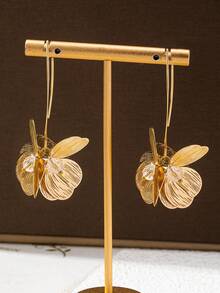 1 Pair Hollow 3D Petal Design Earrings For Women, Suitable For Daily Wear