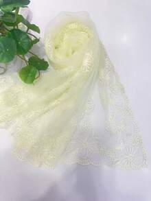 1件装女士多色刺绣花卉手工蕾丝边围巾，时尚领巾头巾披肩，春夏秋季连衣裙搭配 - 彩色 - 查看 5